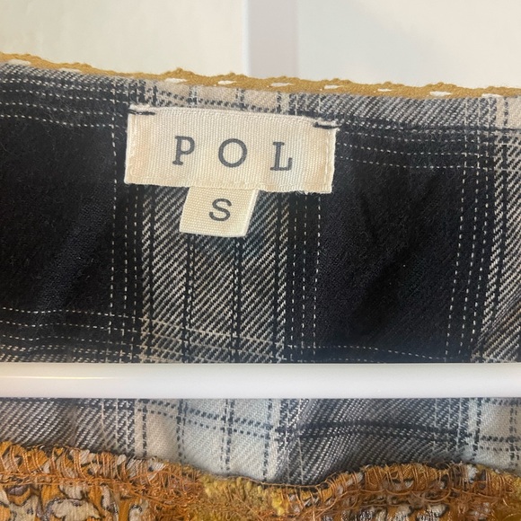 POL Mustard Floral and Plaid Women's Top Size Small - Picture 3 of 4